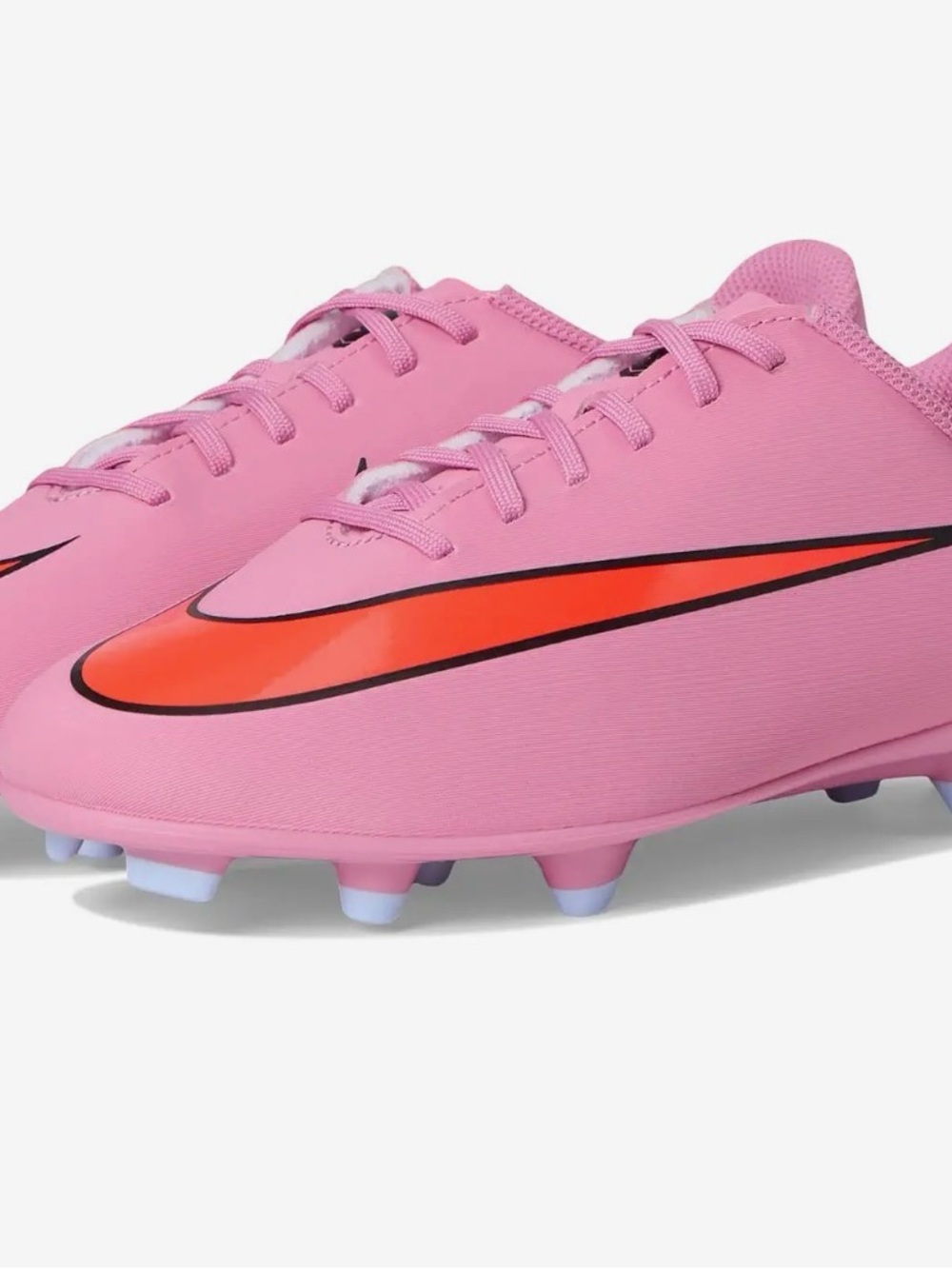Nike Big Kid Pink Soccer Cleats 5.5 with Orange Swoosh